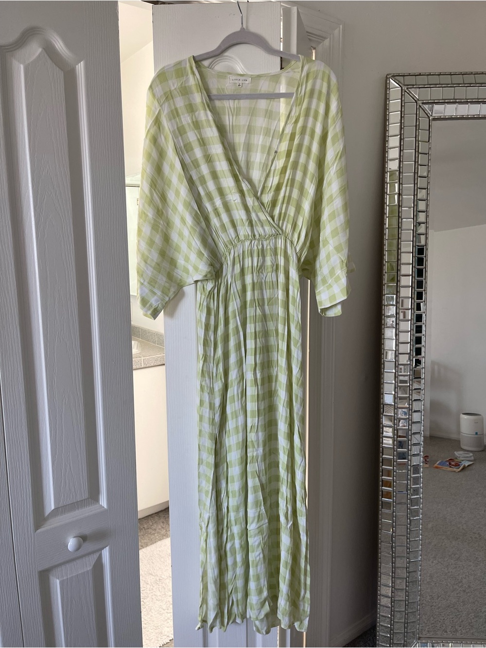 Little Lies Light Green Gingham Maxi Dress